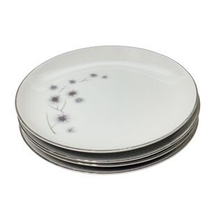 4 Creative Fine China Platinum Starburst 1014 Japan 6.25" Bread Dessert Plates